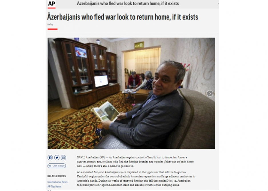 “Associated Press” məcburi köçkünlərimizdən yazdı