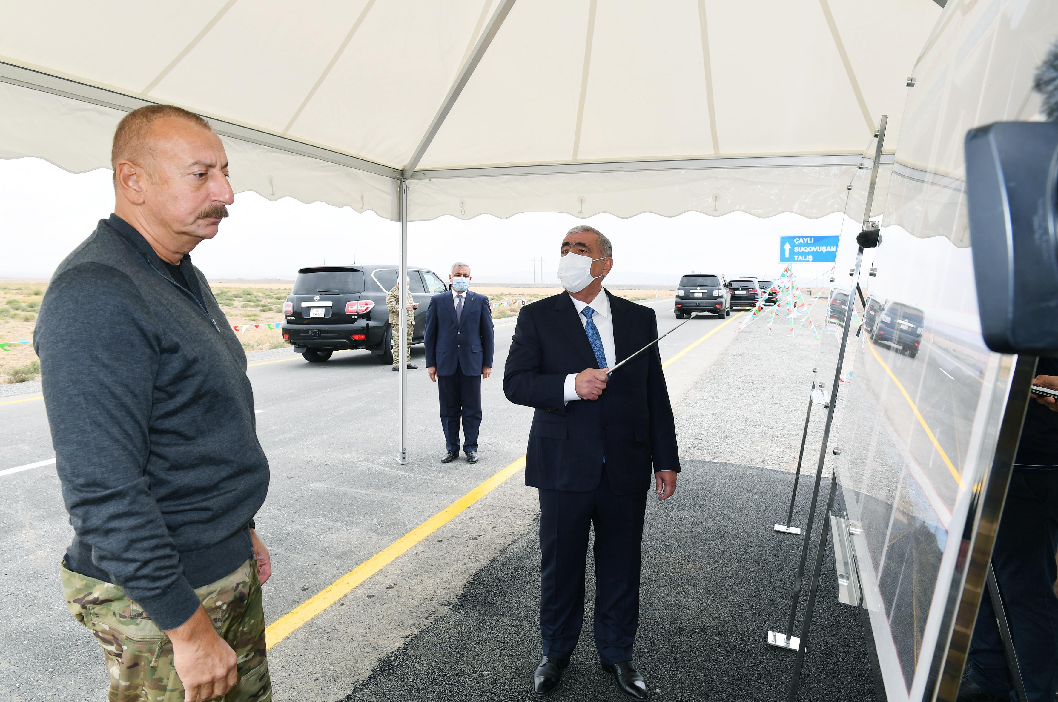 Prezident Suqovuşan və Talış kəndinə gedən avtomobil yollarının açılışında - FOTO