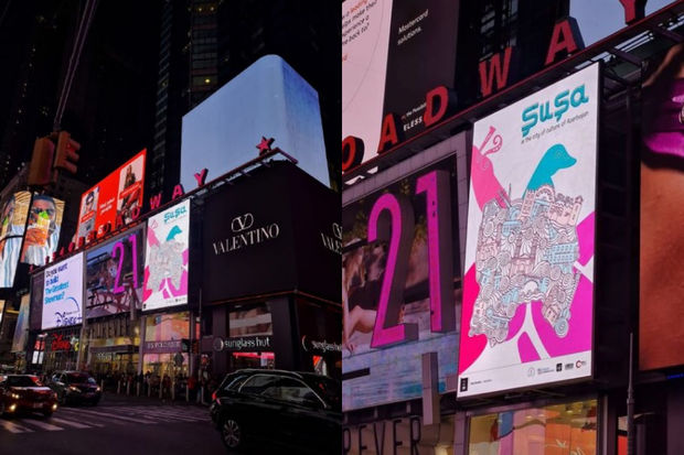 Nyu-Yorkun məşhur meydanında Şuşa ilə bağlı PLAKAT - FOTO/VİDEO 