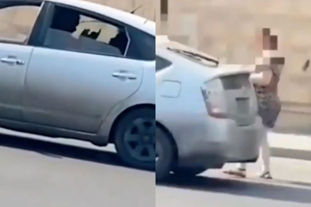 Paytaxtda OLAY: Taksi sürücüsü qadın sərnişini döydü - VİDEO