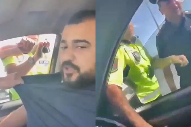 Paytaxtda polis ilə sürücü arasında İNSİDENT - VİDEO