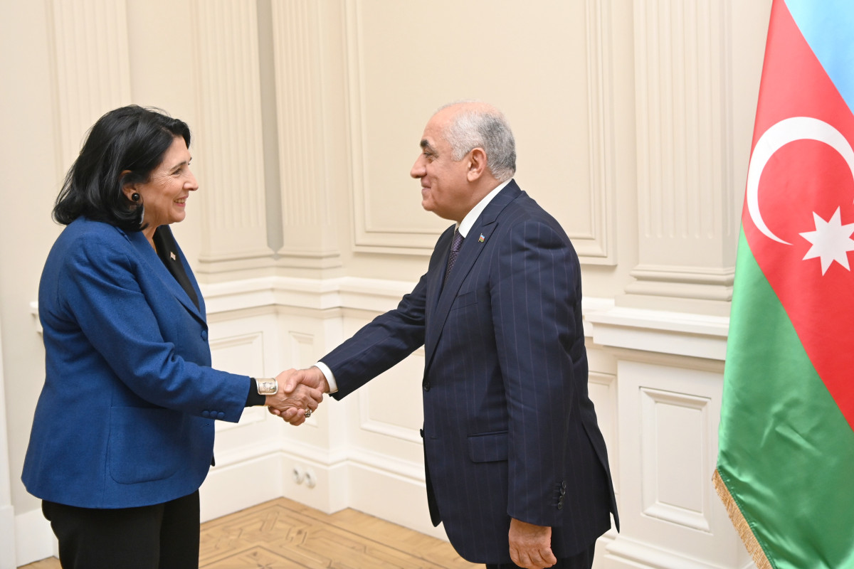 Əli Əsədov Gürcüstan Prezidenti ilə görüşdü - FOTO