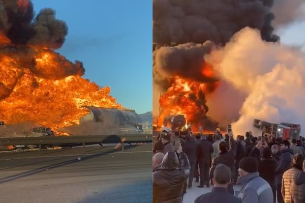 Qobustanda DƏHŞƏTLİ QƏZA: Bir neçə avtomobil yandı, ölən var - VİDEO