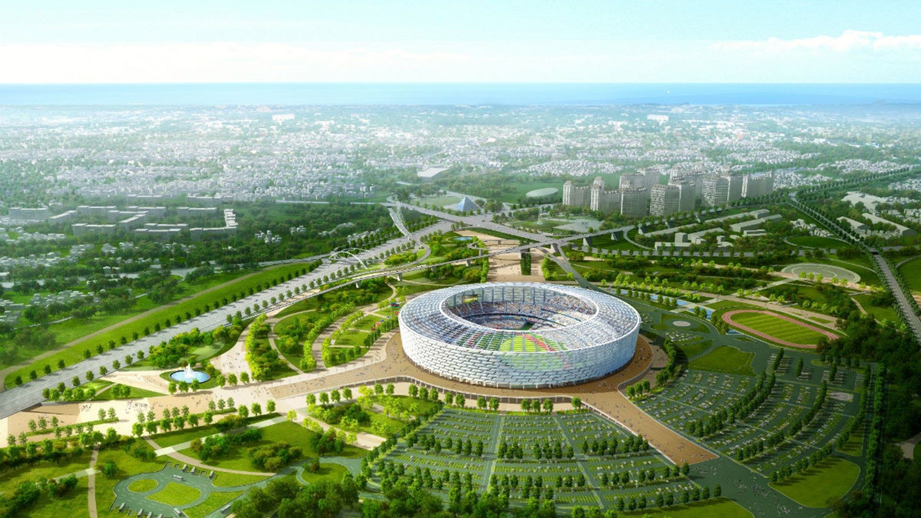 Bakı Olimpiya Stadionu Azərbaycan və Türkiyə bayraqları ilə bəzədilir - FOTO