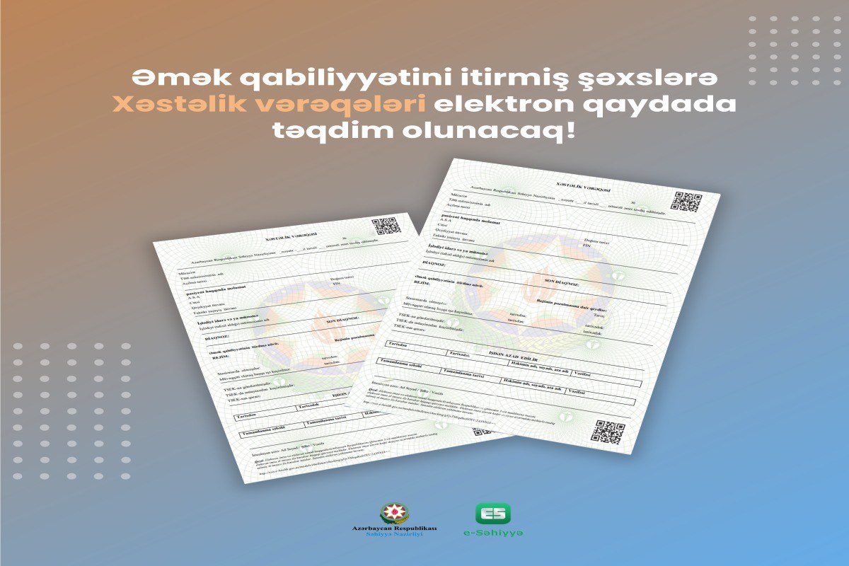 Azərbaycanda YENİLİK: “Elektron xəstəlik vərəqəsi” sisteminə KEÇİRİLİR