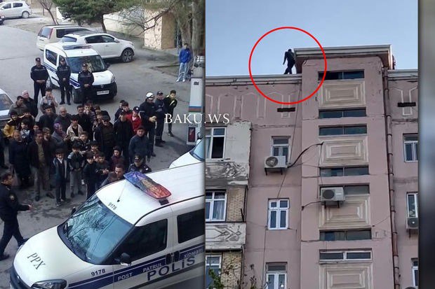 46 yaşlı kişi özünü binadan atmaq İSTƏDİ: Polis xilas etdi - VİDEO