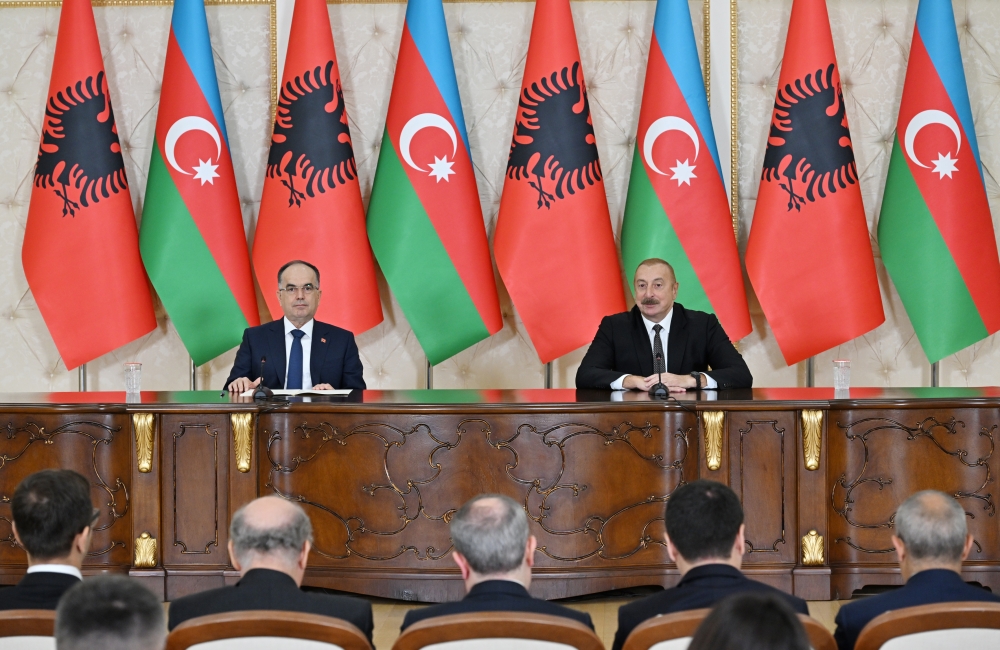 Azərbaycan və Albaniya prezidentləri mətbuata bəyanatlarla ÇIXIŞ EDİBLƏR - FOTO/VİDEO