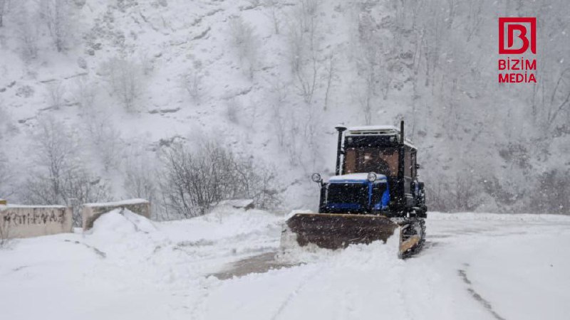 Quba-Xınalıq yolu qardan TƏMİZLƏNİR - FOTO/VİDEO