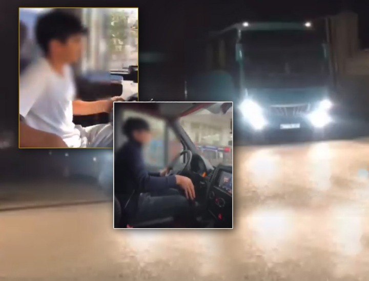 Bakıda 15 yaşlı oğlan avtobus sürdü - VİDEO 