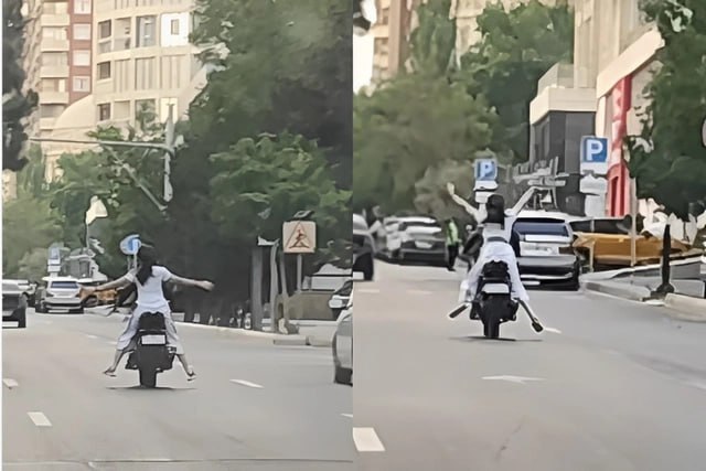 Bakıda motosiklet sürücüsü təhlükə saçdı - VİDEO