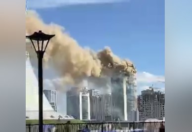 Astanada yanan hündürmərtəbəli binadan 8 nəfər TƏXLİYƏ EDİLİB - VİDEO
