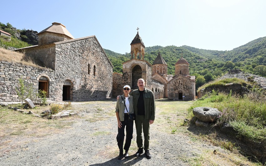 Prezident və Birinci xanım Kəlbəcərdəki Xudavəng monastır kompleksində - FOTO