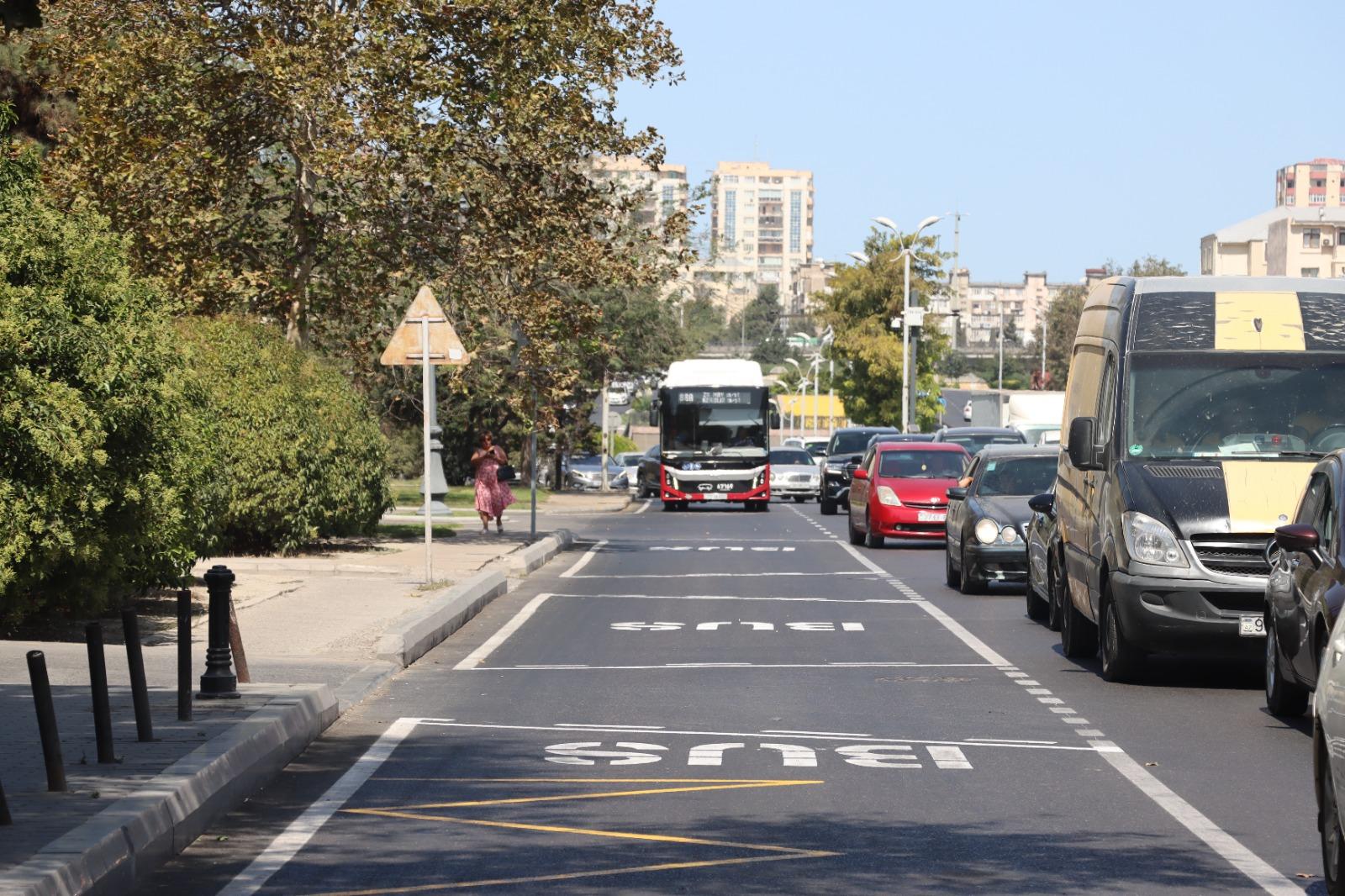 Bakının daha bir ərazisində avtobus zolağı çəkildi – FOTO 