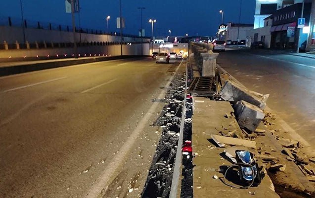 Bakıda ağır qəza: Tunel divarının bir hissəsi dağıldı - FOTO