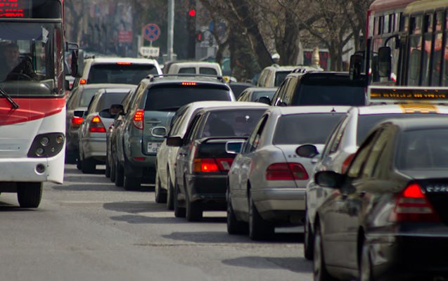 Bakıda tıxac olan yollar - SİYAHI