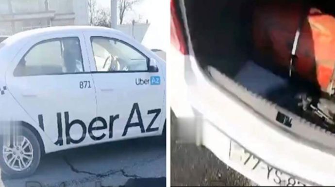 Bakıda “UBER”in qaz balonu PARTLADI - Sürücü xəsarət alıb - VİDEO