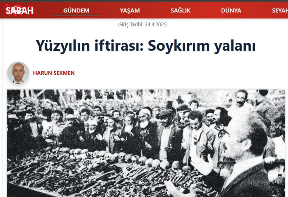 Ermənilərin “soyqırımı” yalanı əsrin böhtanıdır - “Sabah” qəzeti Ermənilərin “soyqırımı” yalanı əsrin böhtanıdır - “Sabah” qəzeti
