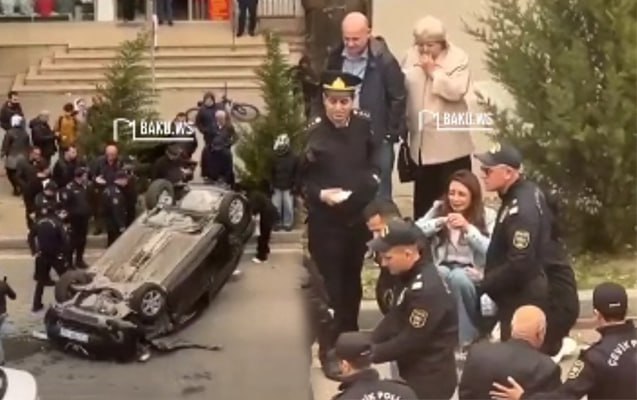 Bakıda xanım sürücü maşını aşırdı – VİDEO Bakıda xanım sürücü maşını aşırdı – VİDEO