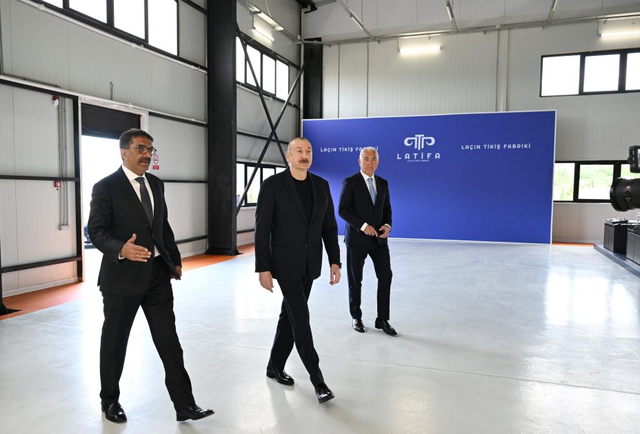 İlham Əliyev “LATIFA” Laçın tikiş fabrikinin açılışında - FOTO/VİDEO