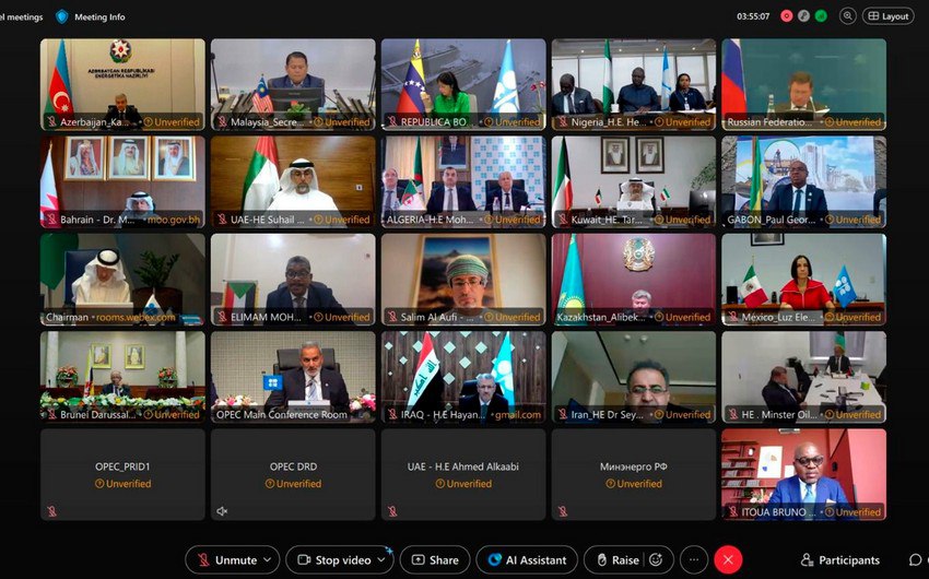 Azərbaycan "OPEC plus"ın gündəlik hasilatla bağlı qərarını DƏSTƏKLƏDİ