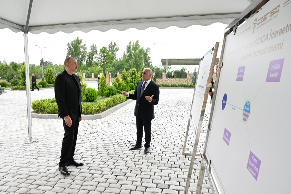 İlham Əliyev Yevlaxda SCADA İdarəetmə Mərkəzinin açılışında - FOTO