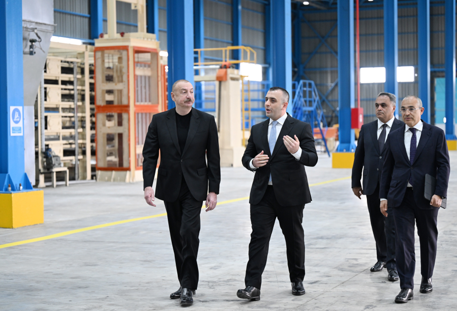 Goranboyda tikinti materialları istehsalı müəssisəsi istifadəyə verildi - FOTO