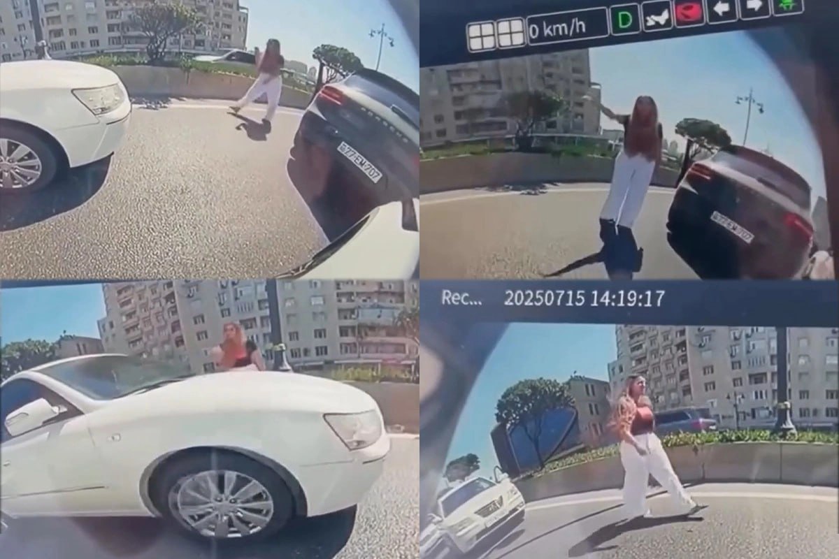 Bakıda qadın sürücü maşını saxlayıb mübahisə etdi, hərəkət iflic oldu – VİDEO Bakıda qadın sürücü maşını saxlayıb mübahisə etdi, hərəkət iflic oldu – VİDEO