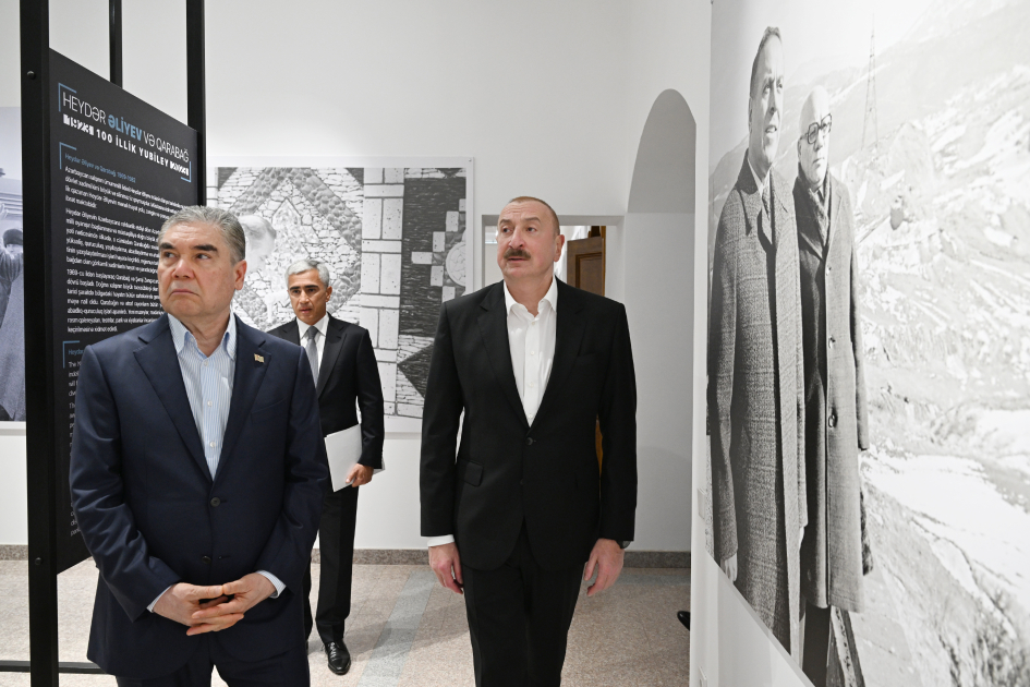 İlham Əliyev və Qurbanqulu Berdiməhəmmədov Şuşada Yaradıcılıq Mərkəzində - FOTO