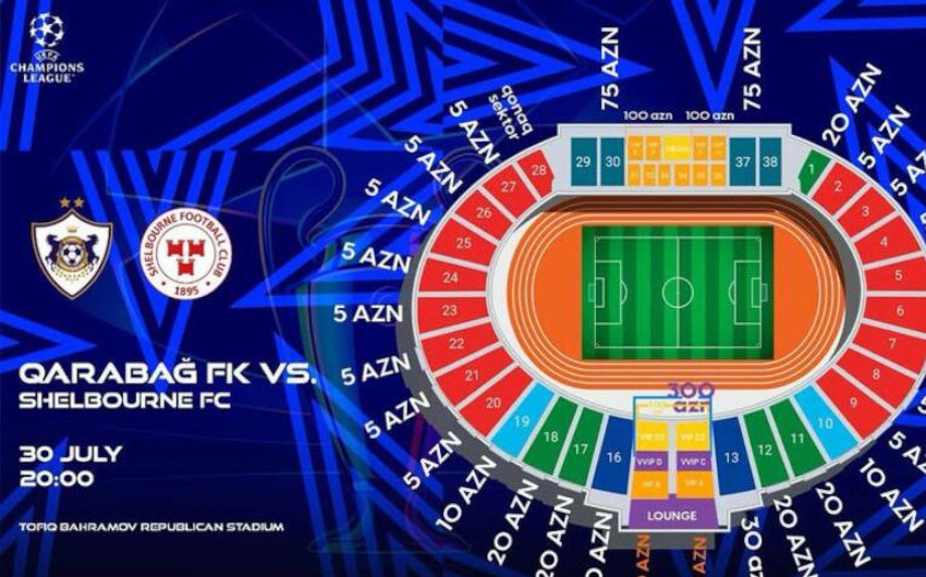 "Qarabağ" - "Şelburn" matçına satılan biletlərin sayı AÇIQLANDI "Qarabağ" - "Şelburn" matçına satılan biletlərin sayı AÇIQLANDI