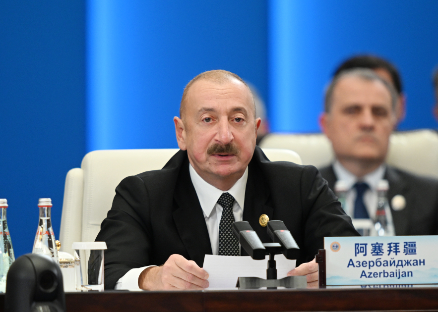 İlham Əliyev “ŞƏT plyus” formatında görüşdə çıxış etdi - FOTO