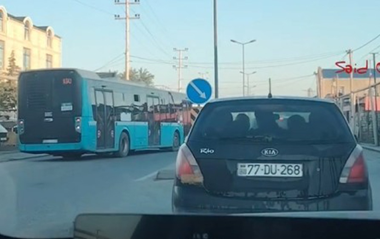 Bakıda bu yolda marşrut avtobusu da “protiv” gedir – VİDEO