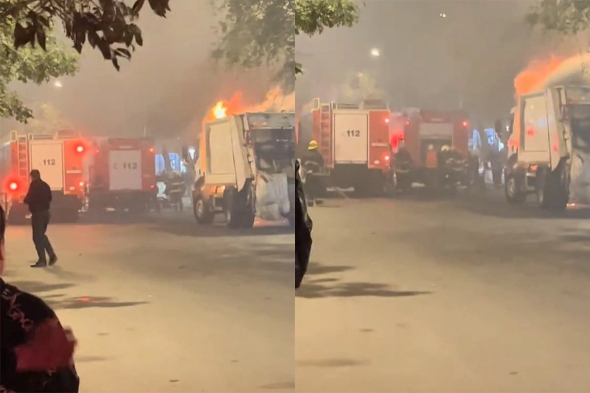 Sumqayıtda zibildaşıyan maşın yandı - VİDEO Sumqayıtda zibildaşıyan maşın yandı - VİDEO