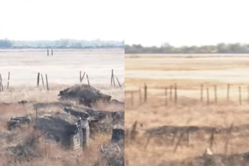 Bir top atəşi ilə ermənilərin viran qalan postundan GÖRÜNTÜLƏR