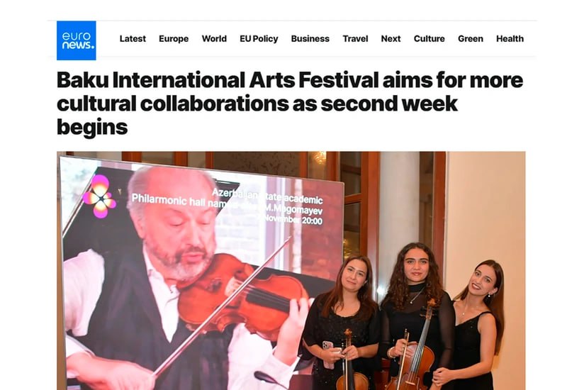 "Euronews" Bakı Beynəlxalq İncəsənət Festivalı və onun iştirakçılarına material həsr edib