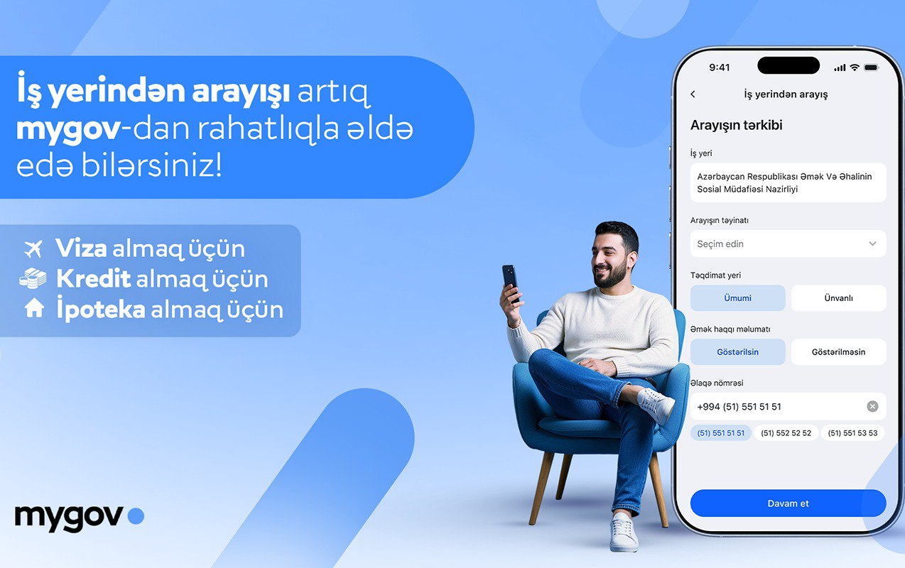 Vətəndaşlar artıq iş yerinə dair arayışı “mygov”dan da əldə edə BİLƏCƏKLƏR