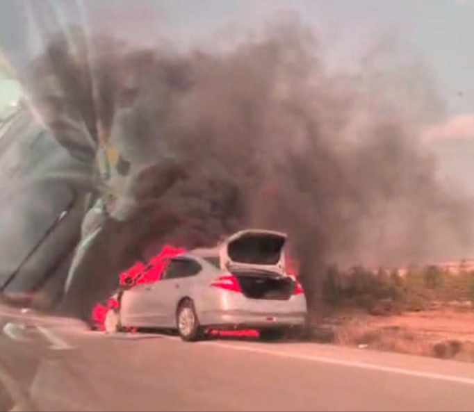 Xızıda minik maşını yandı - FOTO