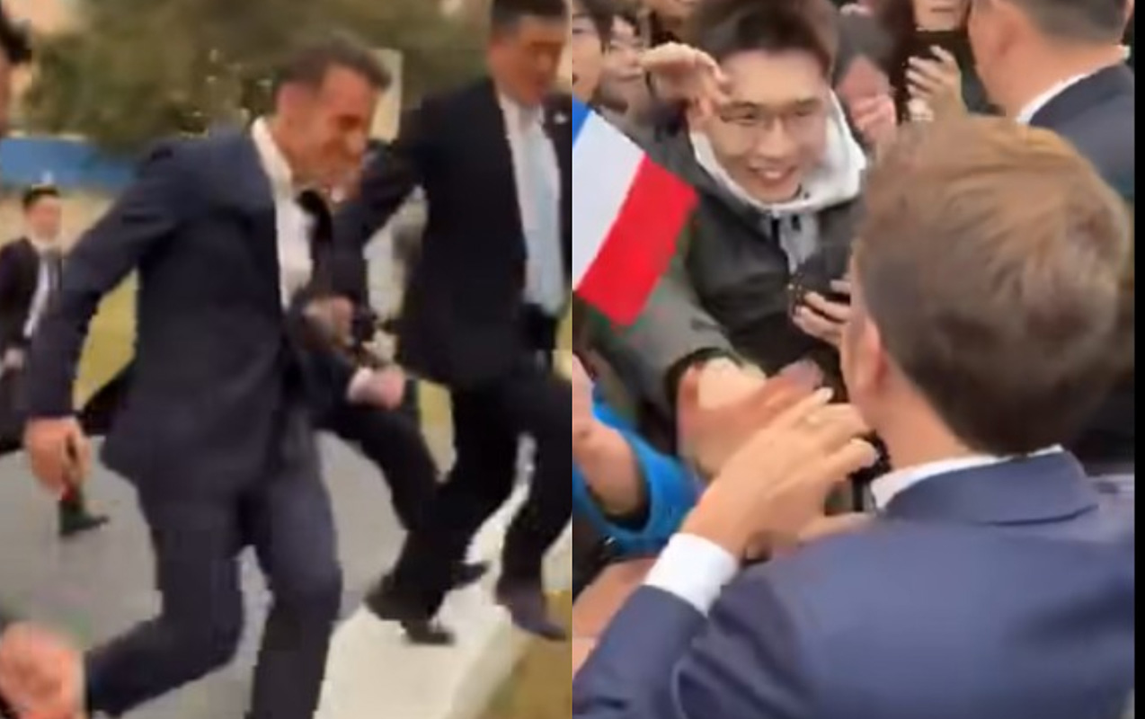 Makron tələbələrlə görüşə qaça-qaça getdi - VİDEO Makron tələbələrlə görüşə qaça-qaça getdi - VİDEO