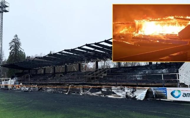 Komanda uduzdu, azarkeşləri stadionu yandırdı Komanda uduzdu, azarkeşləri stadionu yandırdı
