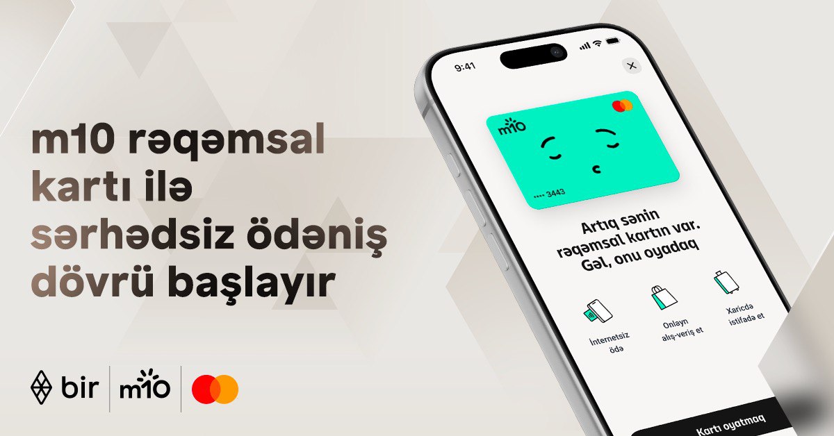 Bir ekosistemindən yeni ödəniş həlli: m10 rəqəmsal kartı ilə sərhədsiz ödəniş dövrü başlayır Bir ekosistemindən yeni ödəniş həlli: m10 rəqəmsal kartı ilə sərhədsiz ödəniş dövrü başlayır