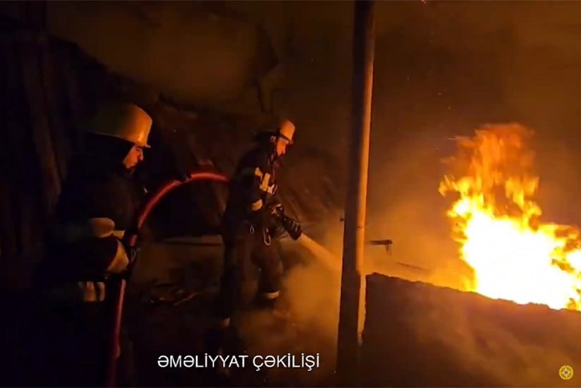 Maştağada obyekt yandı - VİDEO