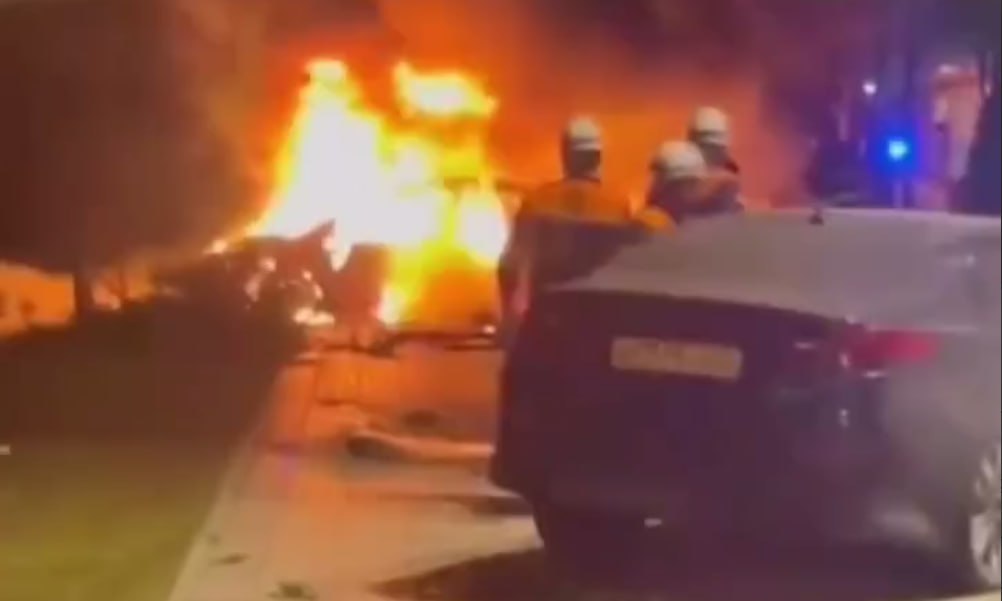 Sumqayıtda AĞIR QƏZA &ndash; Avtomobil alovlara qərq oldu &ndash; VİDEO