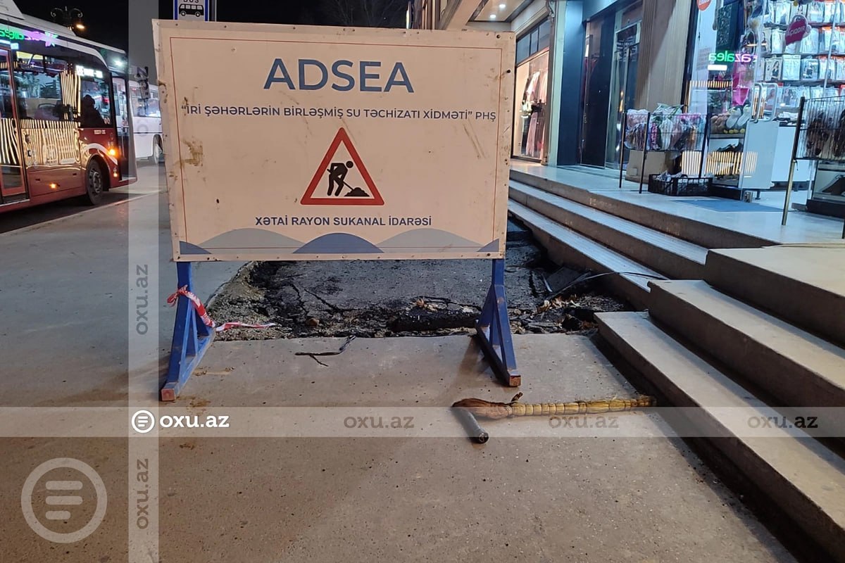 Bakıda yeni asfalt çəkilən ərazi bir gün sonra TAMAMİLƏ ÇÖKDÜ - FOTO