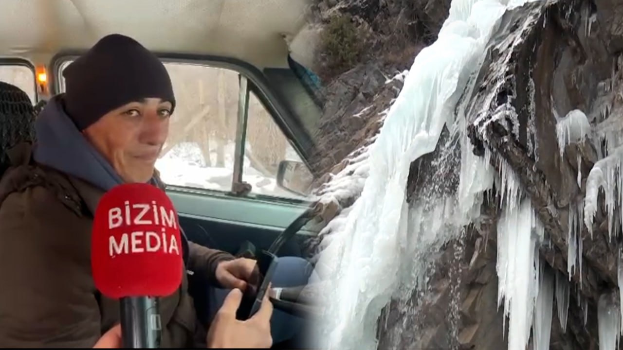 Valehedici gözəlliyə aparan təhlükəli YOLLAR - Donmuş Ramramay şəlaləsindən VİDEOREPORTAJ