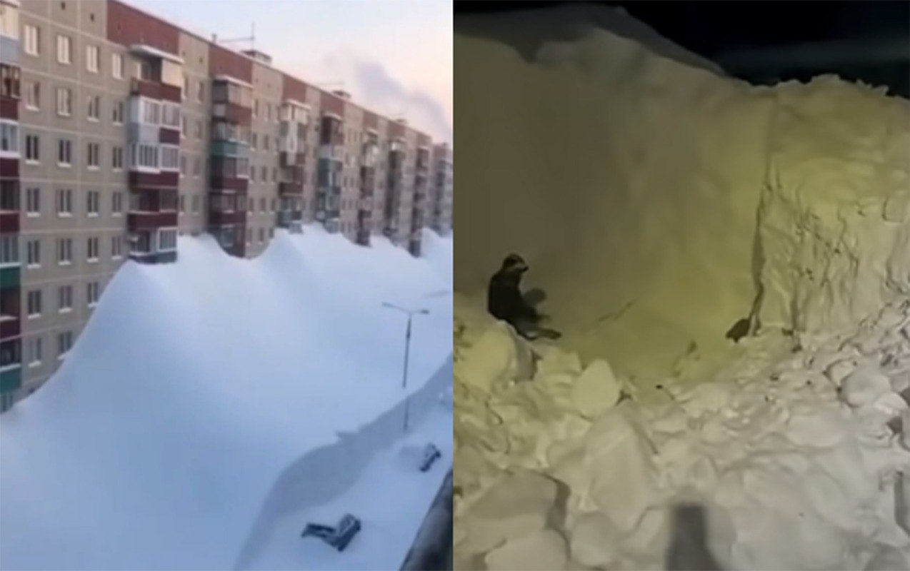 Qar binaların 4-cü mərtəbəsinə çatdı - VİDEO