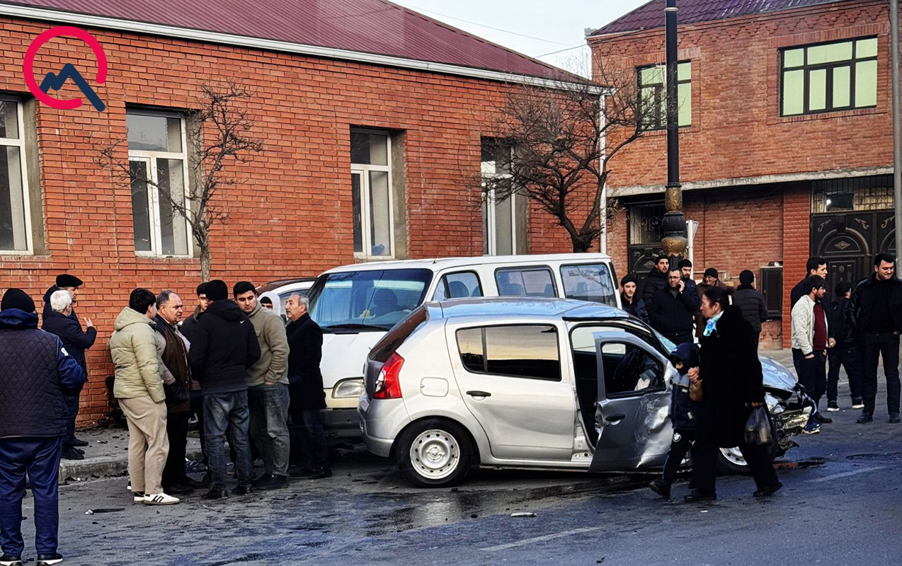 Gəncədə zəncirvari qəza - Yaralananlar var - FOTO