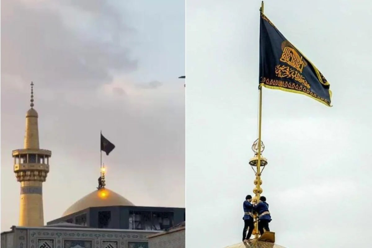 Məşhəddə Əli Xameneinin öldürülməsindən sonra qara matəm bayrağı qaldırıldı - VİDEO
