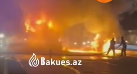 &ldquo;Şamaxinka&rdquo;da TIR yandı &ndash; VİDEO