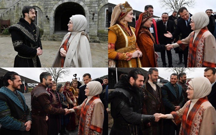 Əminə Ərdoğan "Kuruluş Orhan"ın çəkiliş meydançasında &ndash; FOTO