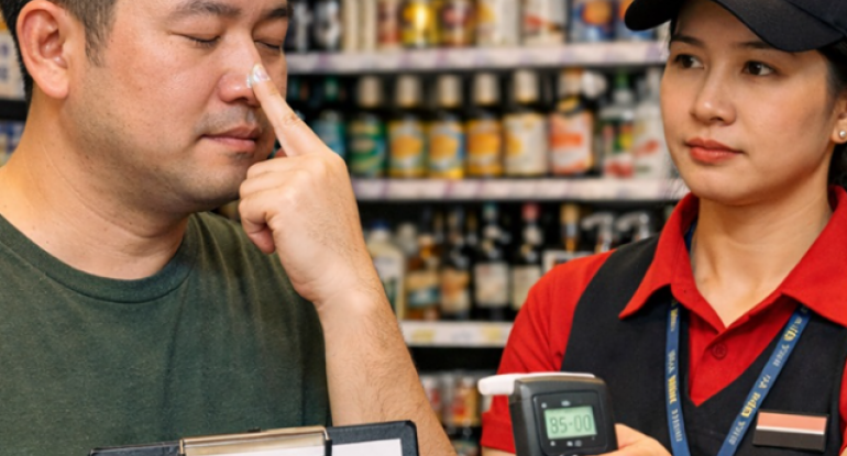 Burada spirtli içki almaq üçün mağazada bu hərəkətləri etməlisiniz