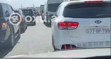 Kənar Dairəvi yolda kilometrlərlə tıxac yarandı &ndash; VİDEO